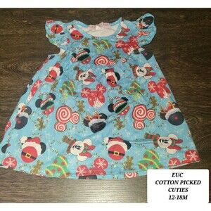 Cotton Picked Cuties Boutique Minnie Mouse Christmas Dress Size 12-18m